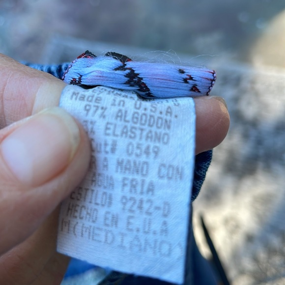 Vintage San Julian strapless denim dress with crochet accent - Picture 7 of 11